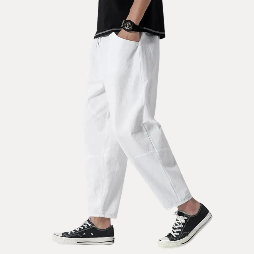 Mico cropped lounge pants light breathable cotton tapered leg drawstring waist casual comfort