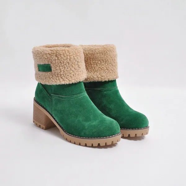 Women's mid-tube snow boots warm insulated European-inspired style with two-way versatile winter comfort