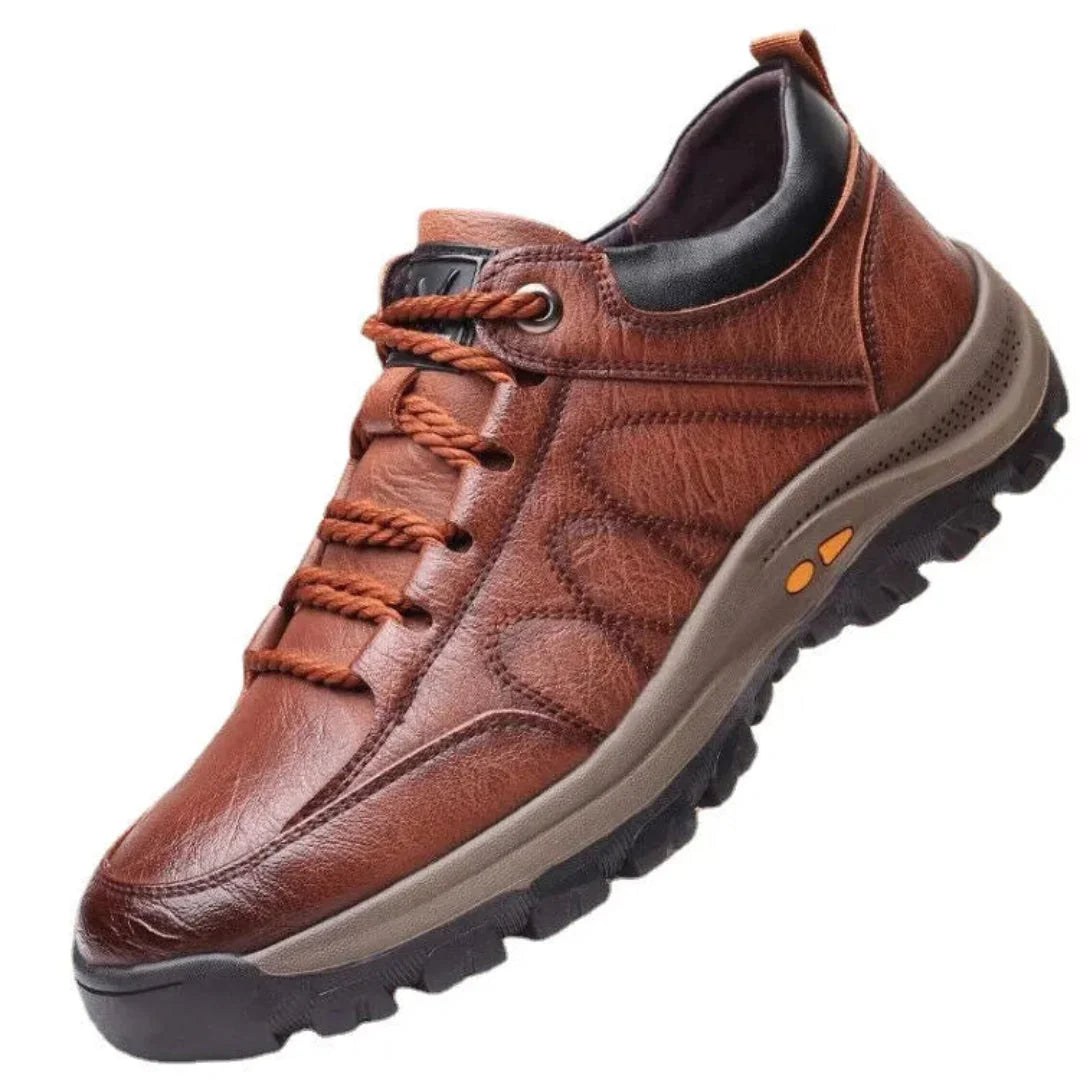 Mike rugged faux leather trail shoes brown non-slip sole outdoor hiking urban explorer comfort