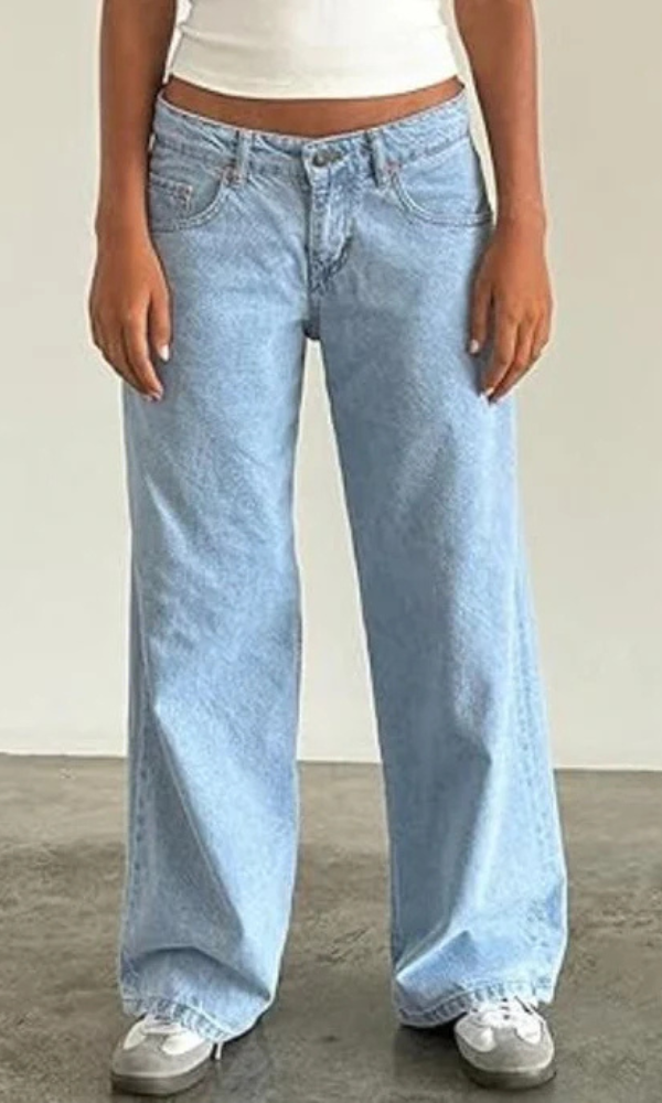 Mila women low-rise stretch denim jeans relaxed straight leg fit premium comfort blue