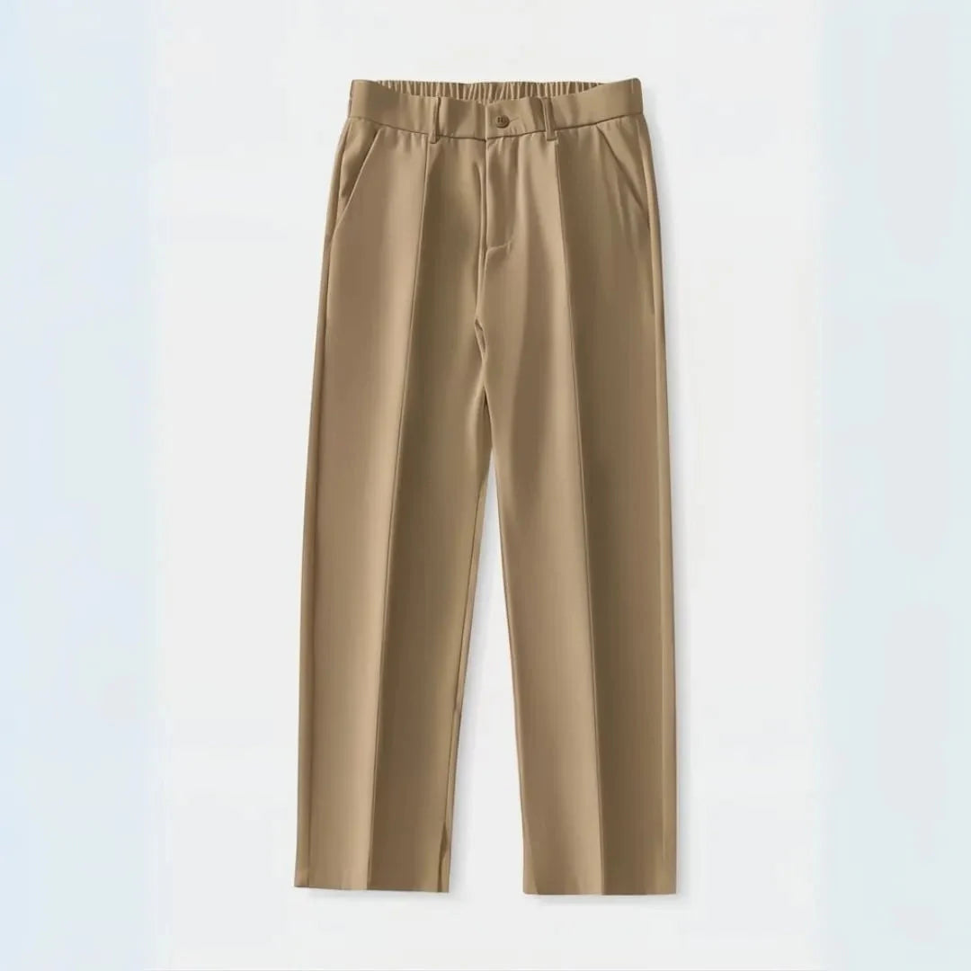 Women's wide-leg pleated dress trousers elastic waist front pleat polished Milan tailored pants