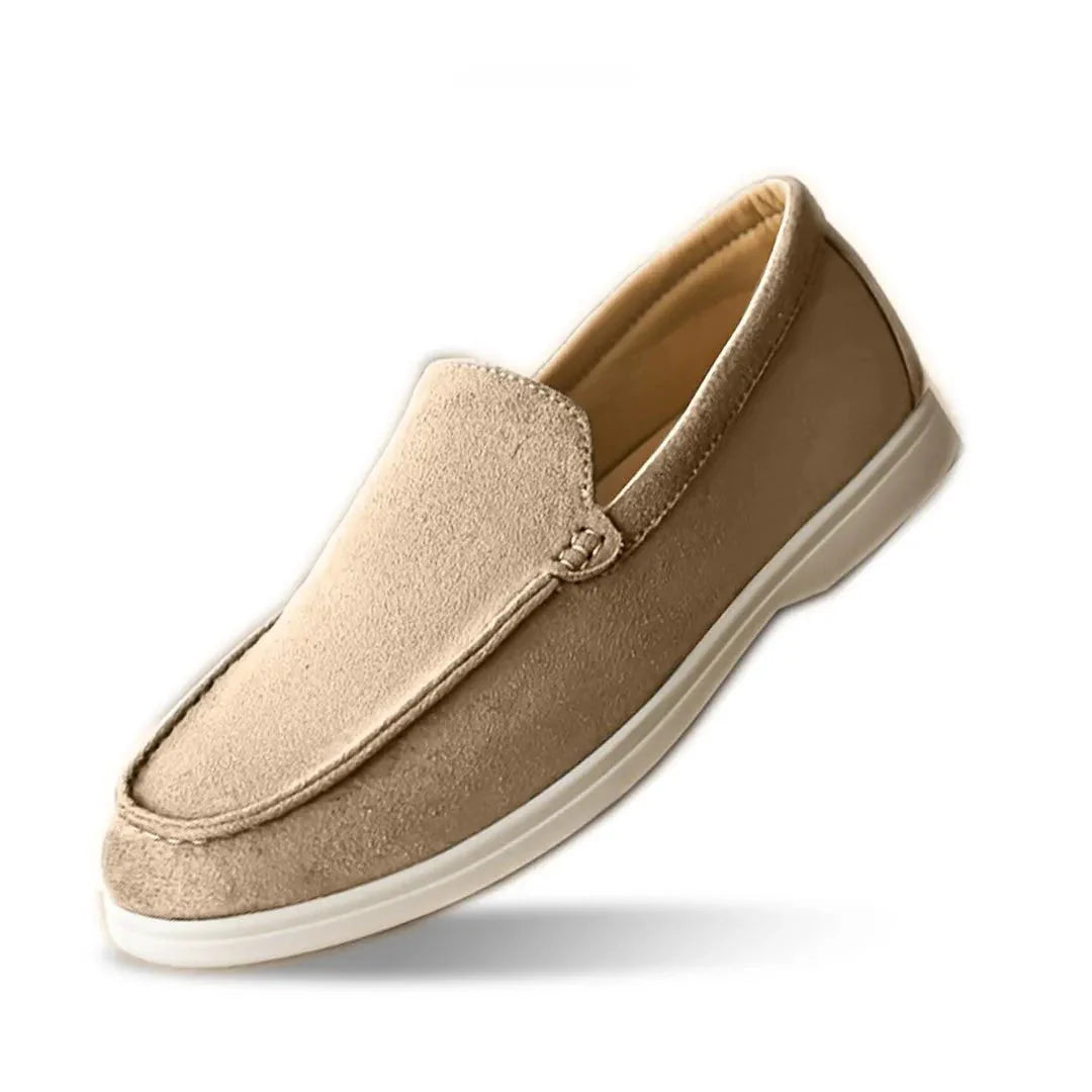 Milan ultra-lightweight tan suede slip-on loafers with cushioned sole for everyday casual comfort