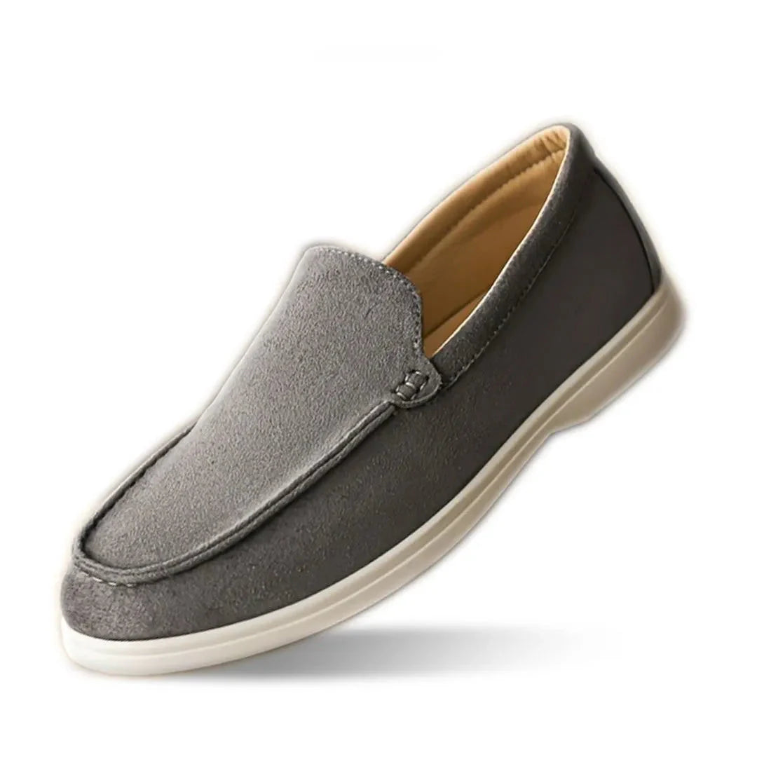 Milan ultra-lightweight slip-on suede loafers in neutral tone with cushioned sole for all-day comfort