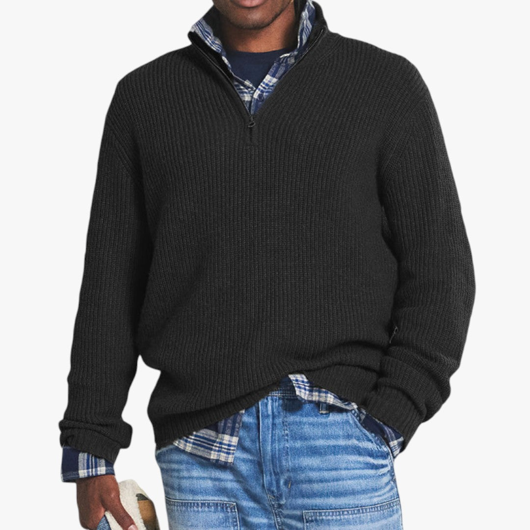 Men's Maddox gray cashmere sweater relaxed long-sleeve business casual refined knit premium softness