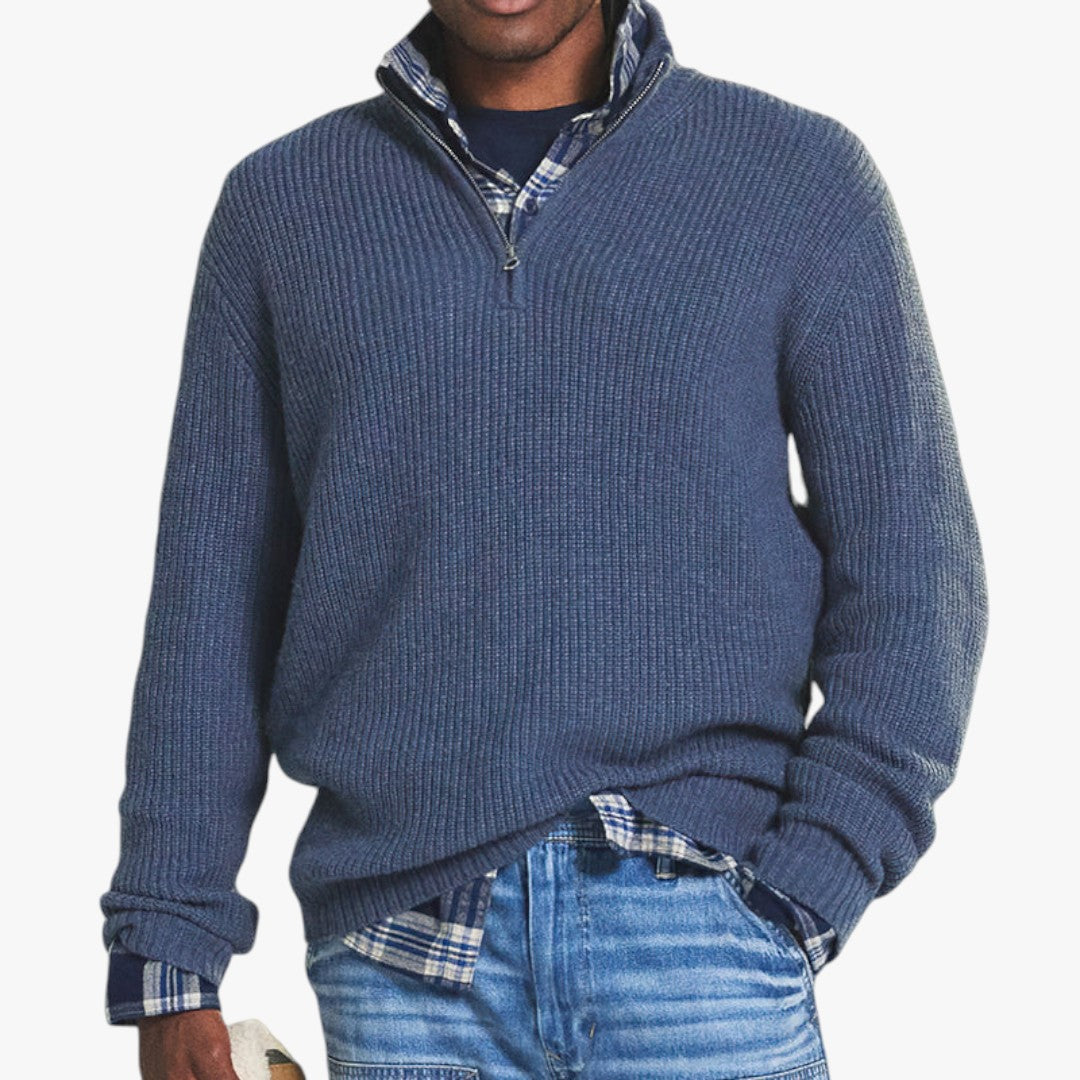 Men's Maddox camel cashmere crewneck sweater relaxed long-sleeve silhouette business casual refined fit