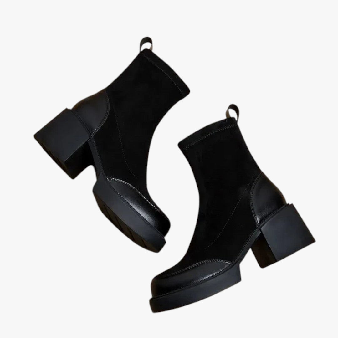 Women's Daniela high heel suede boots elegant slip-on style with polished leather finish