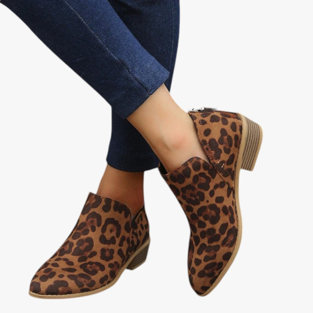Women's chic suede ankle boots with side zipper, low heel, smooth refined texture for everyday comfort