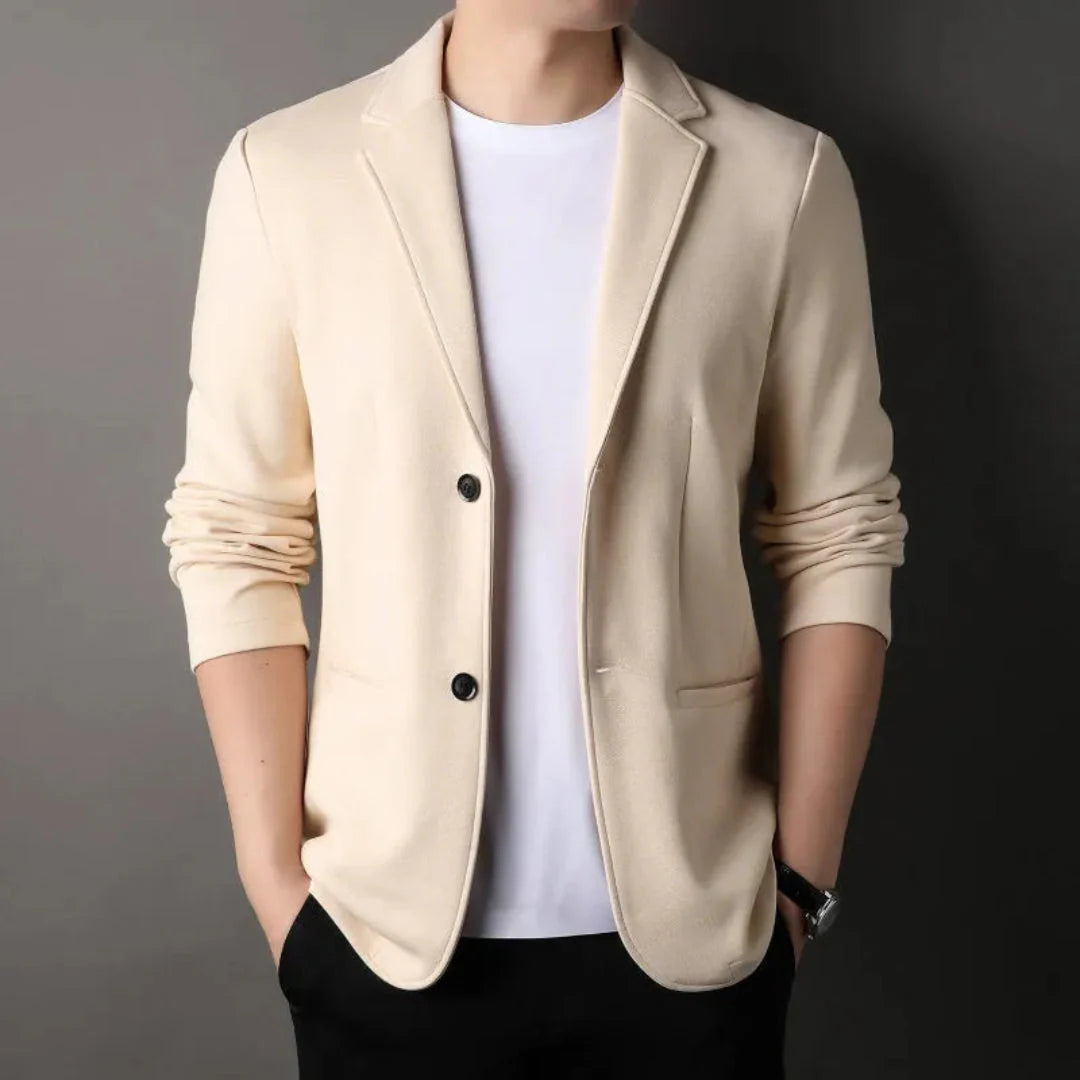 Miles casual slim fit blazer for men in breathable knit fabric with two-button closure