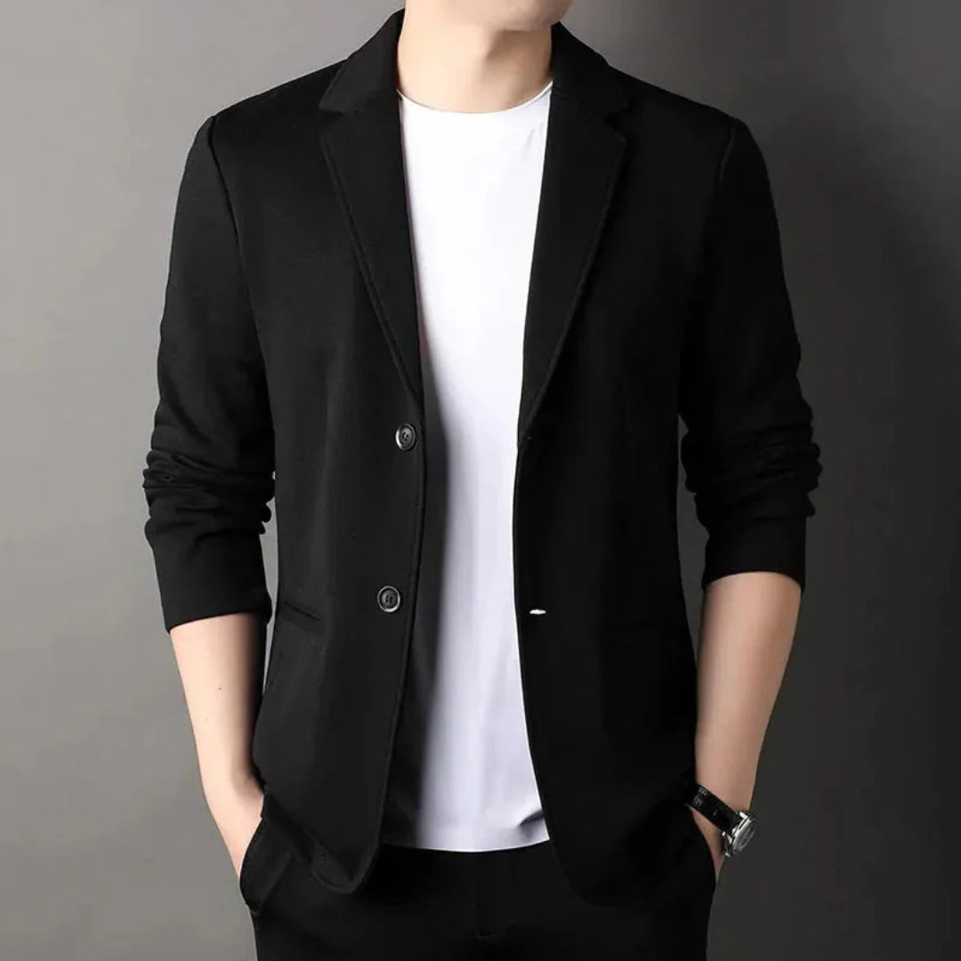 Miles casual slim-fit blazer for men in breathable knit fabric with two-button closure