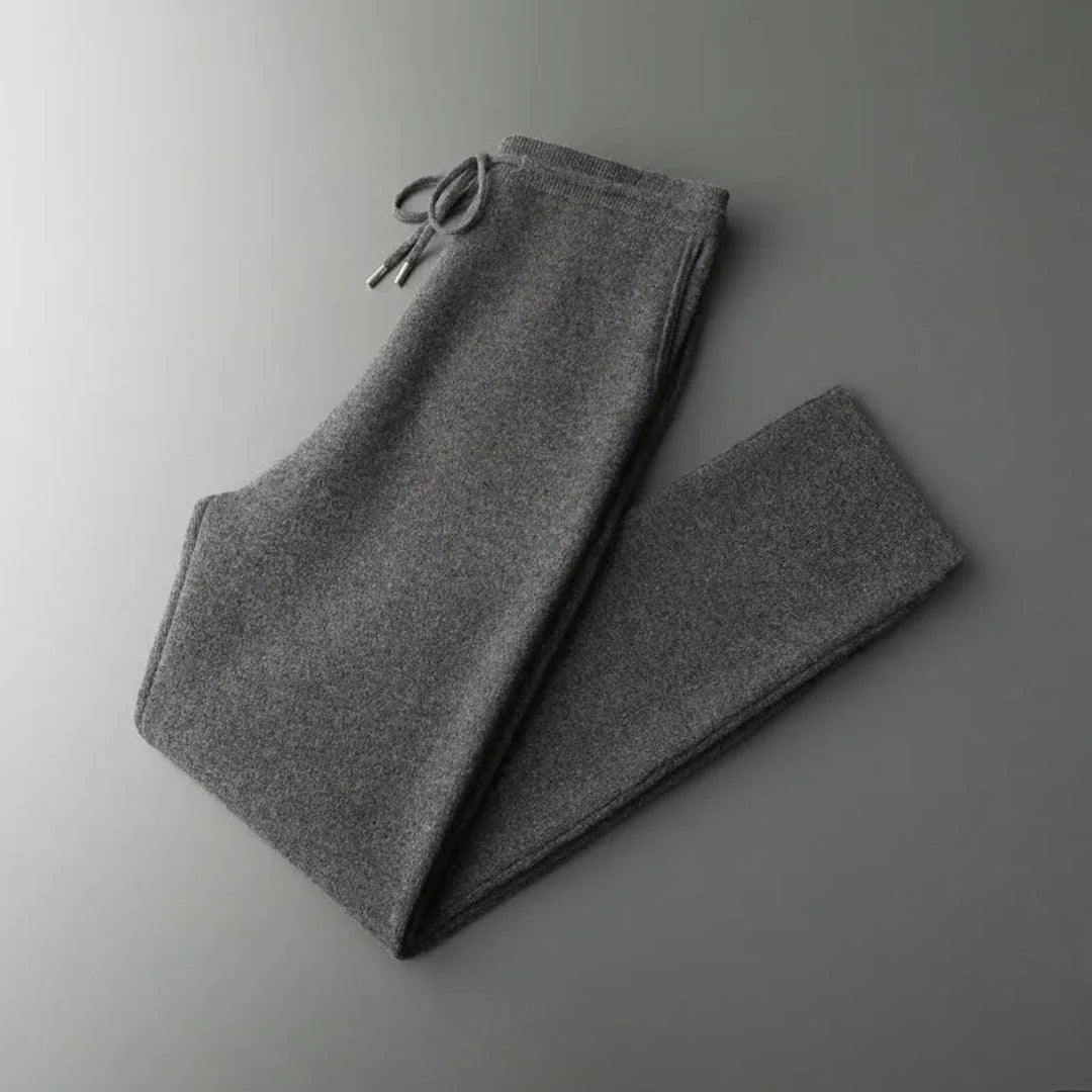 Men's gray merino wool drawstring lounge pants relaxed fit with breathable moisture-wicking fabric