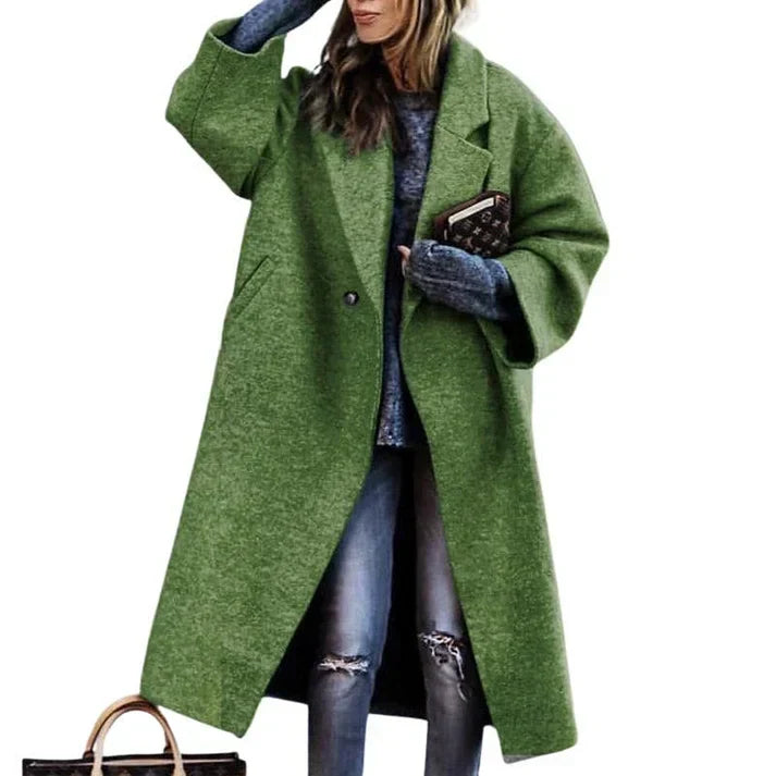 Women's long wool coat timeless style full coverage sleek drape enchanting colors cozy warmth