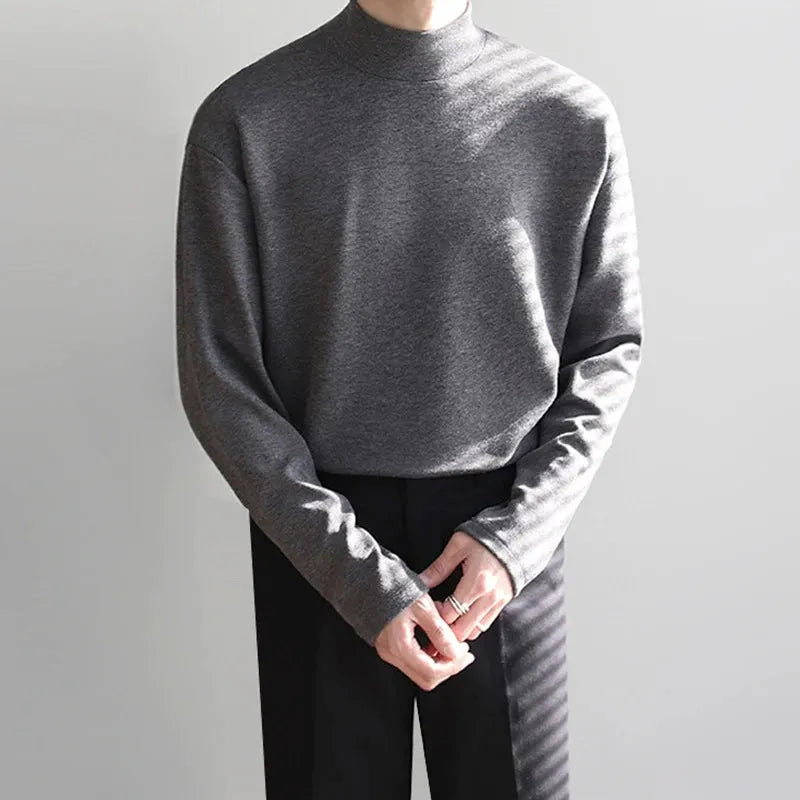 Ivory turtleneck sweater silky-soft minimalist knit with slim stand-up collar for layering