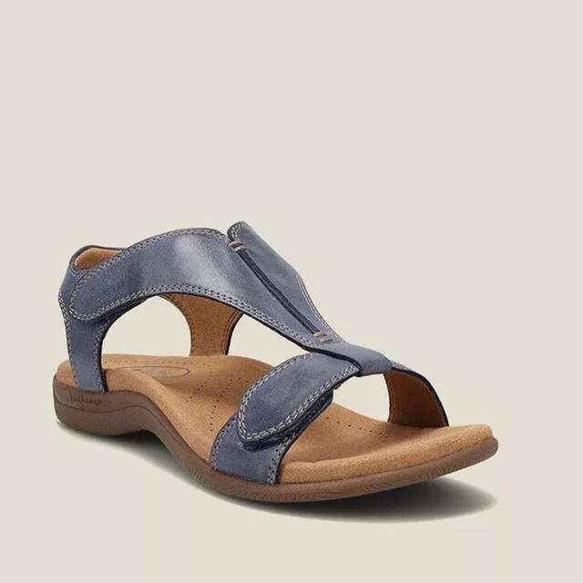 Women's orthopedic T-strap sandals with contoured footbed, lightweight minimalist design for all-day comfort