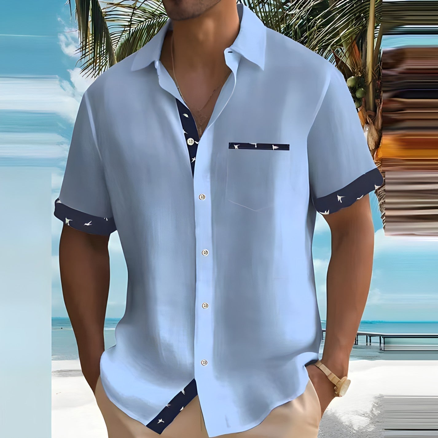 Rome men's oversized lightweight breathable streetwear shirt in versatile neutral tones for modern style