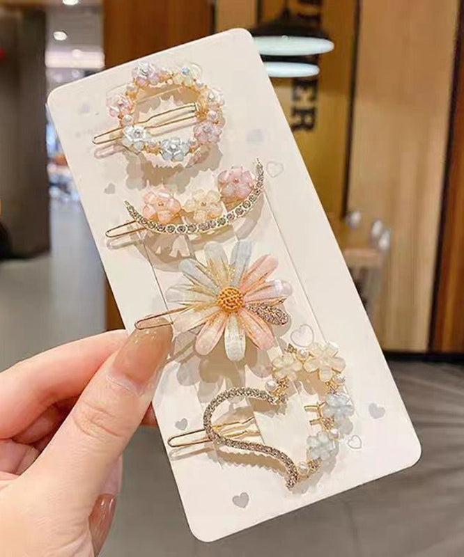 Ensemble de quatre épingles à cheveux modernes en alliage et zircon à motif floral - Urbann-Vibe