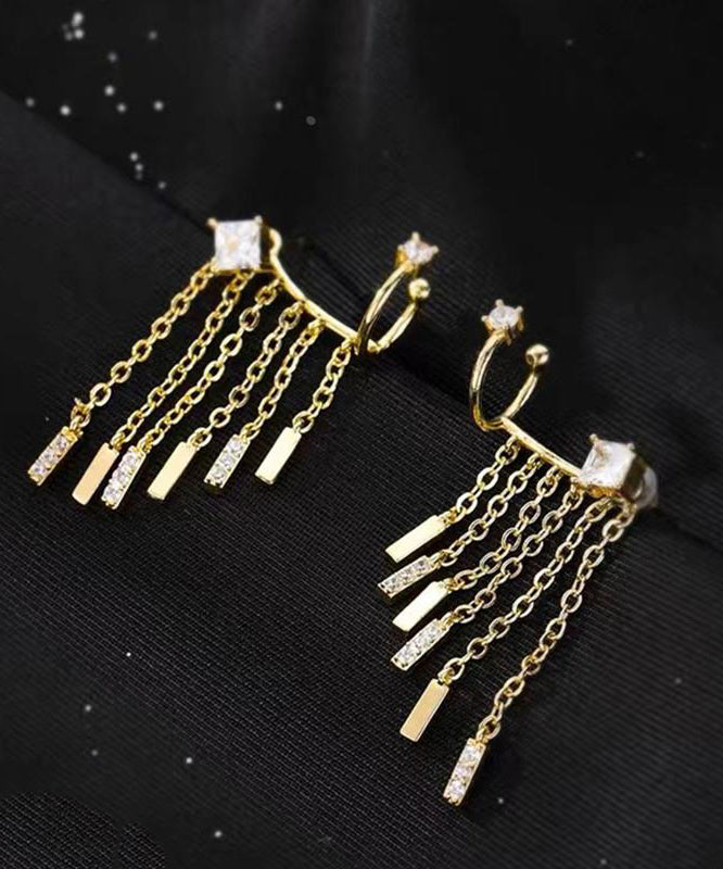 Boucles d'oreilles pendantes modernes en or, cuivre et zircon surdoré - Urbann-Vibe