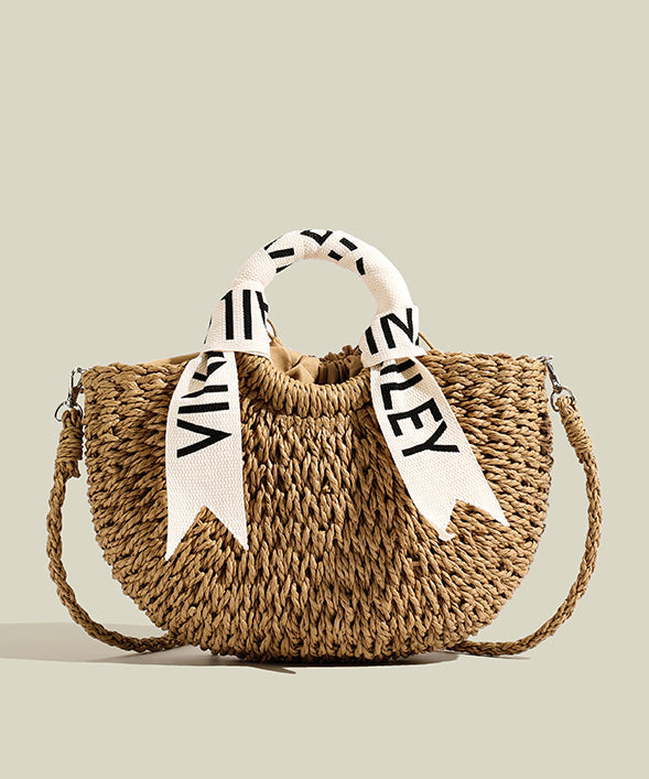 Sac fourre-tout moderne en paille tissée solide et durable kaki - Urbann-Vibe