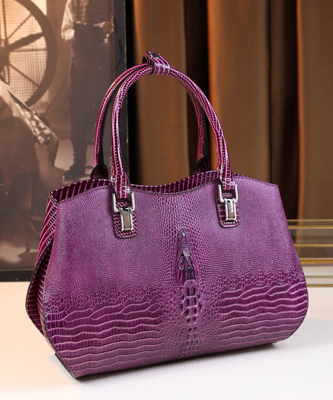 Sac fourre-tout moderne en cuir de veau violet de grande capacité - Urbann-Vibe