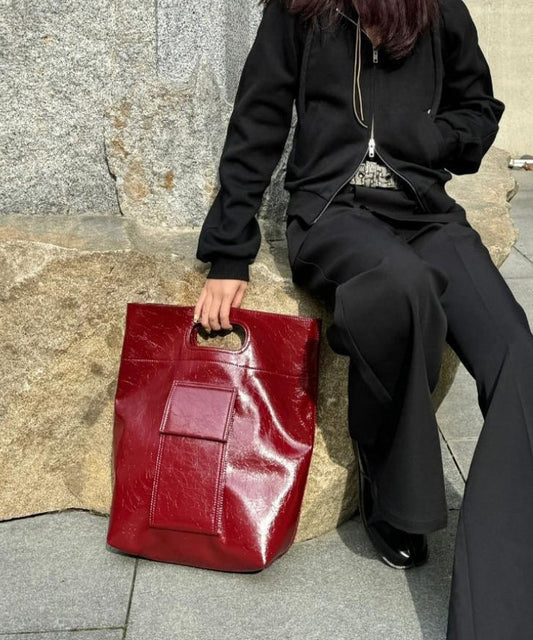 Sac fourre-tout moderne en similicuir rouge de grande capacité - Urbann-Vibe
