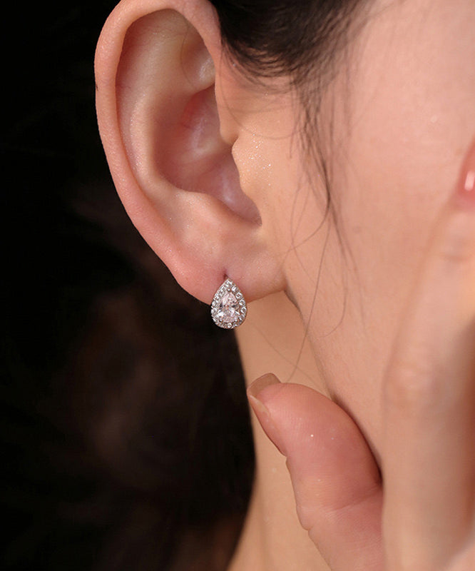 Boucles d'oreilles créoles modernes en argent sterling et zircon en forme de goutte d'eau - Urbann-Vibe