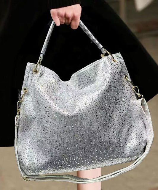 Sacs à bandoulière modernes en similicuir argenté avec strass, grande capacité - Urbann-Vibe