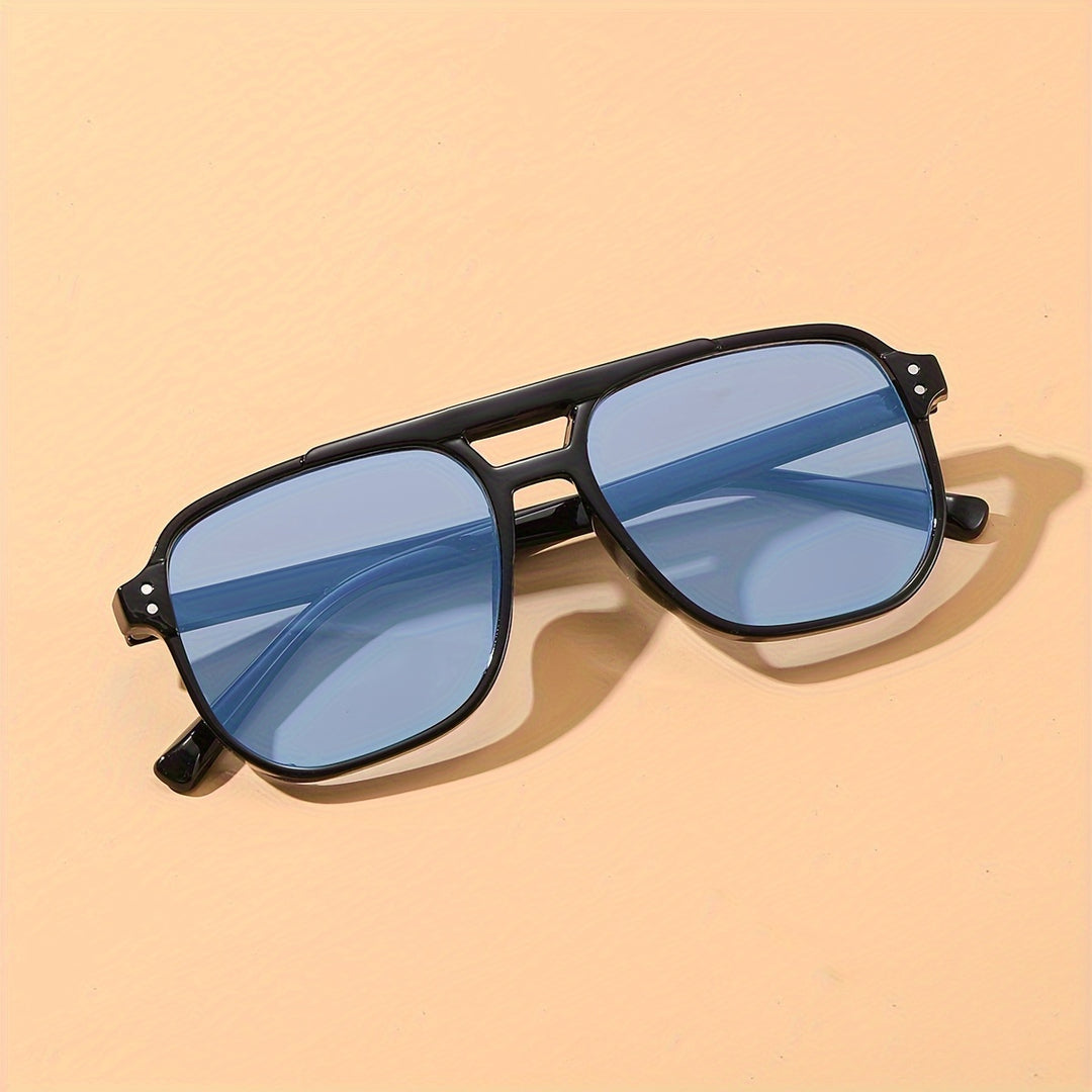 Men's black polygonal sunglasses full rim polycarbonate scratch-resistant lenses lightweight casual style
