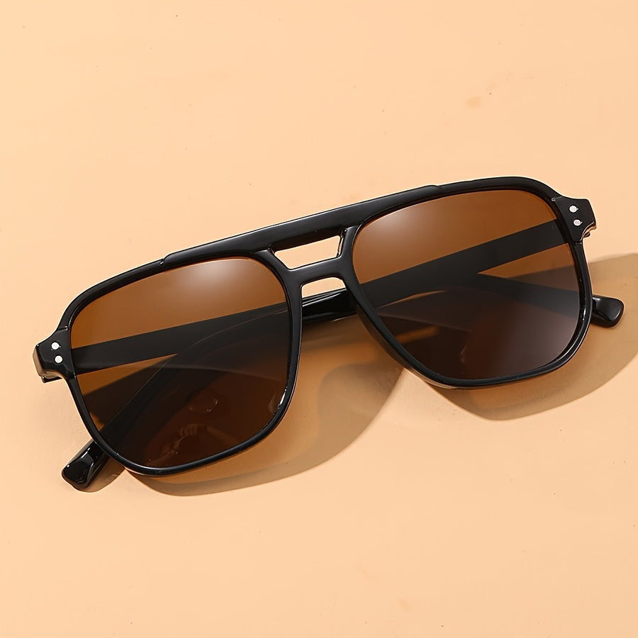 Men's black polygonal sunglasses full rim polycarbonate scratch-resistant lenses lightweight casual style