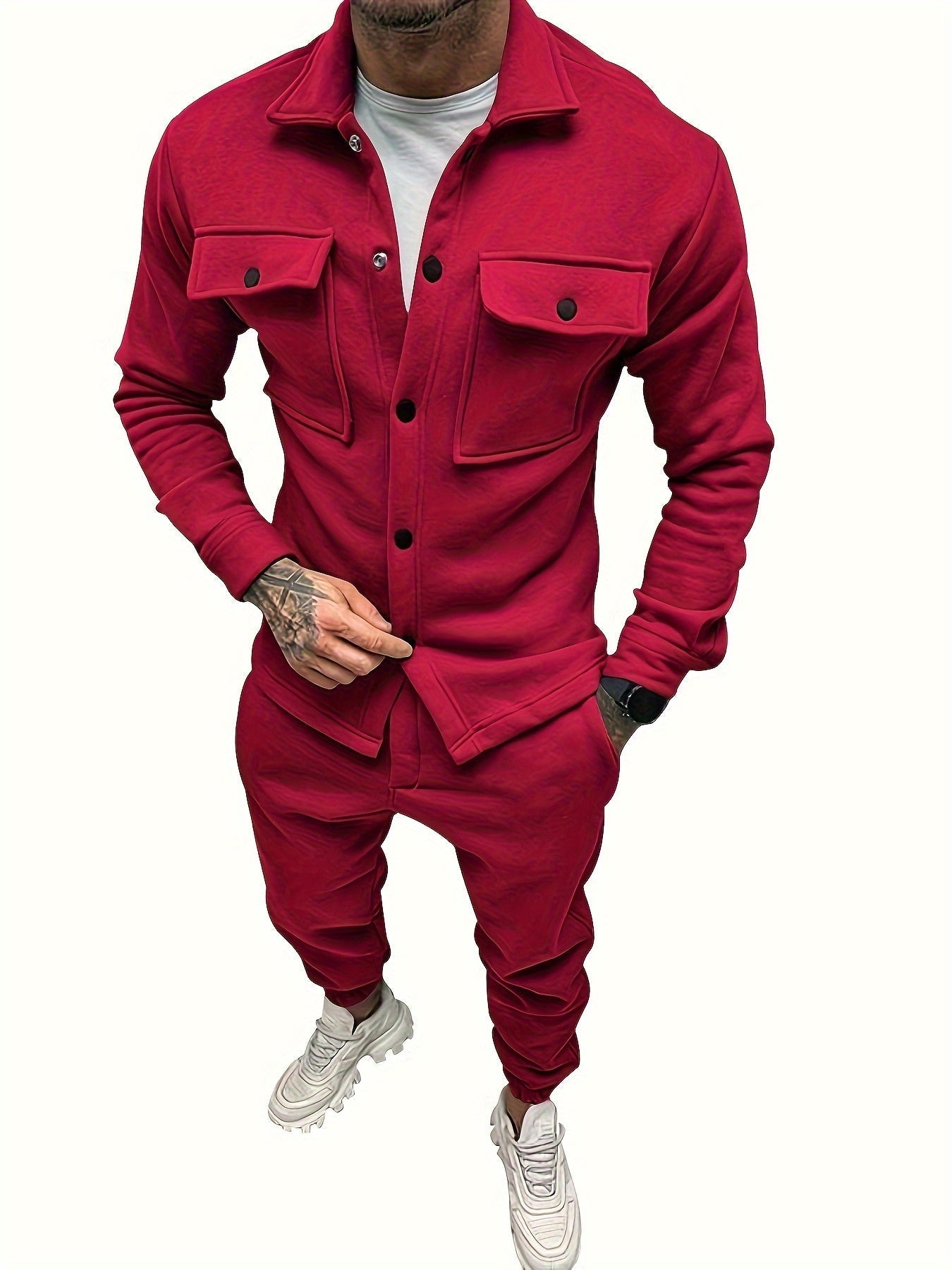 Men's breathable tracksuit set in neutral tones, slim-fit silhouette with minimal design for active lifestyle