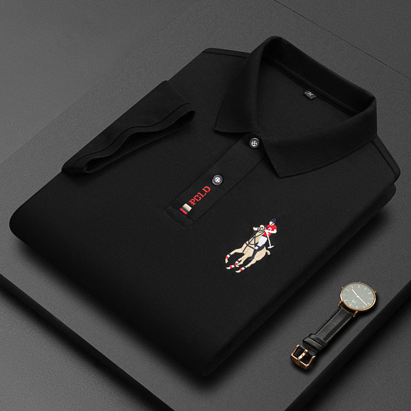 Men's classic polo shirt in versatile solid color, slim fit with ribbed collar for work and weekend
