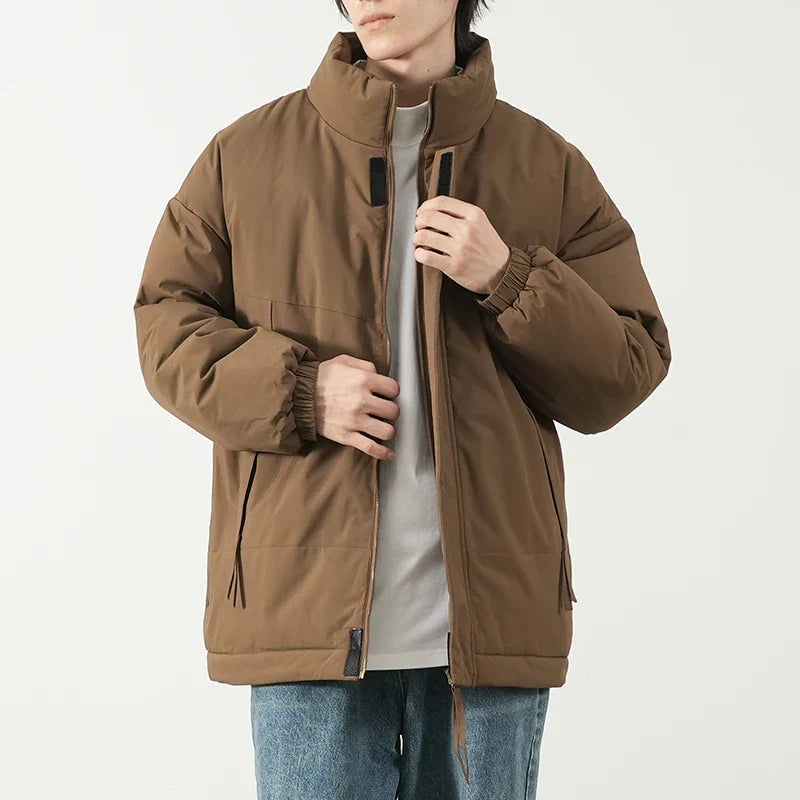 Men's black wind-repellent winter jacket, urban slim fit with water-resistant outer shell