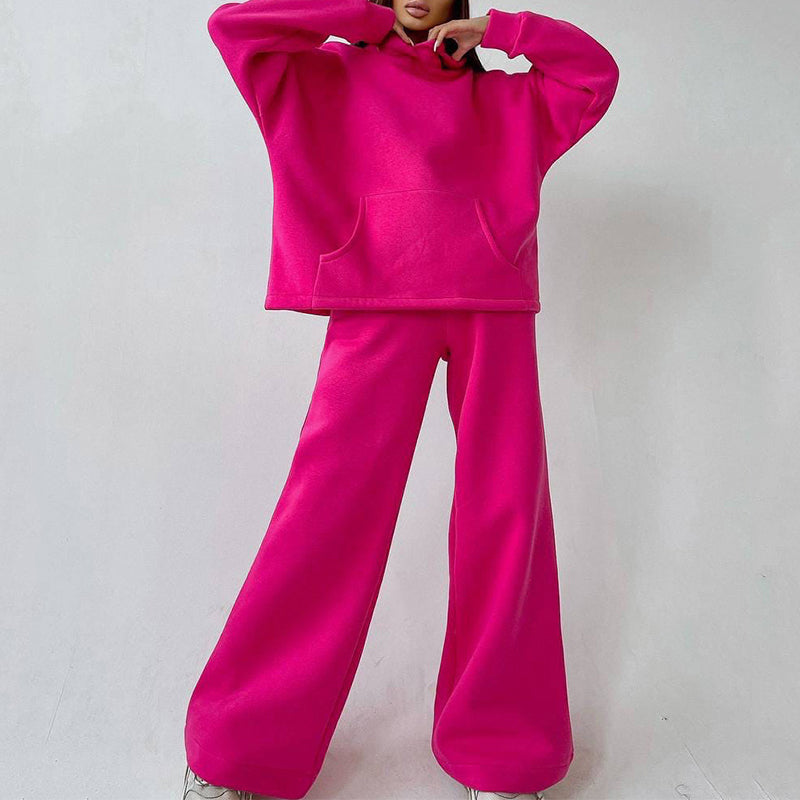 Oversized hooded active set cotton-spandex blend bold colorway breathable athletic comfort wear
