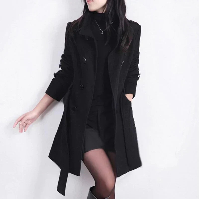 Madezina women's belted jacket autumn winter waist-defining silhouette sustainable fashion outerwear