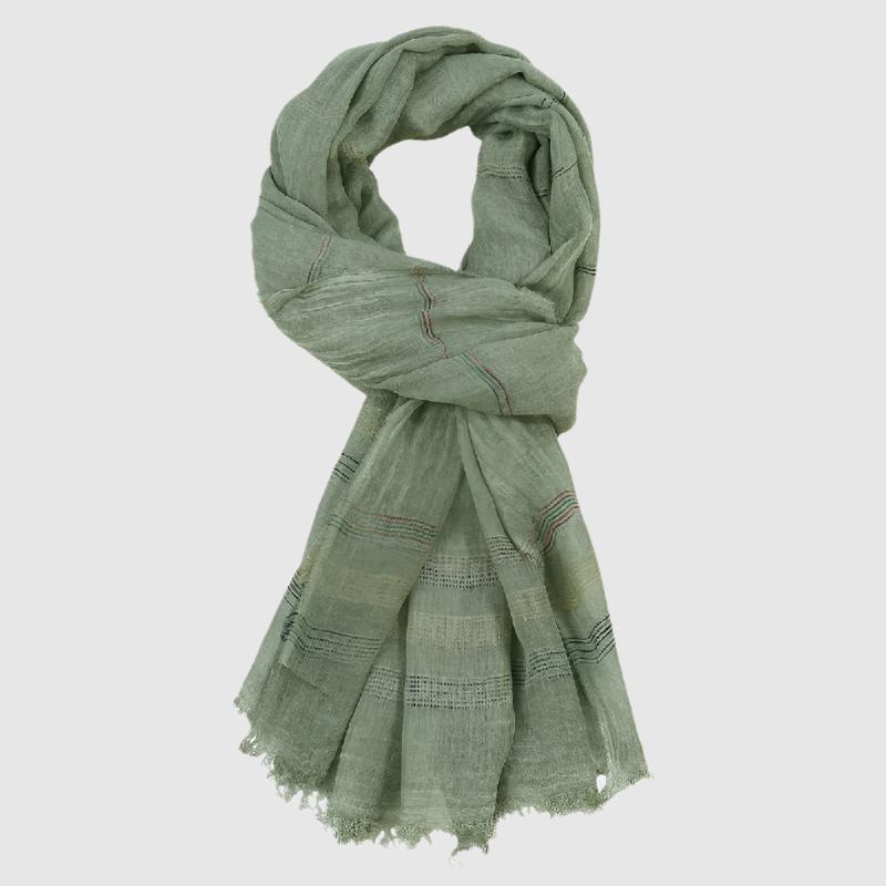 Monferrato women's woven scarf soft cotton blend bohemian raw edges lightweight year-round wrap