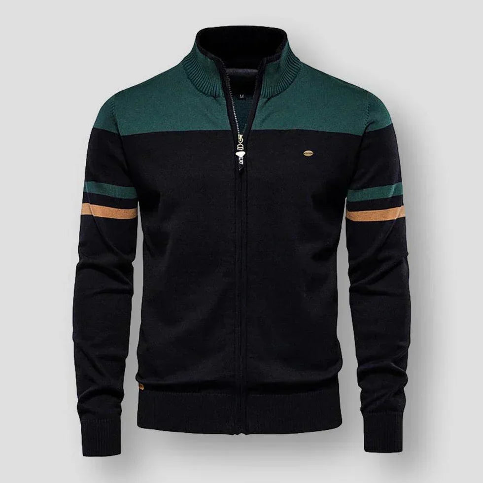 Men's zip cardigan vest in premium fabric, sleek layering piece with full-zip closure for casual or dressy wear