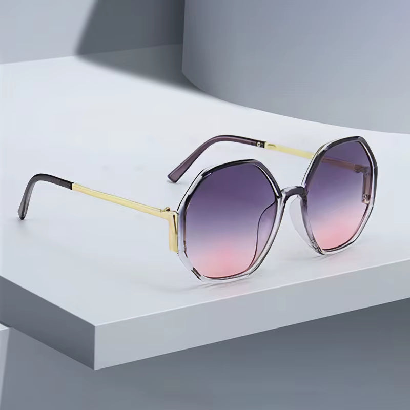 Oversized octagon gradient sunglasses with UV400 lenses bold prisma statement frame