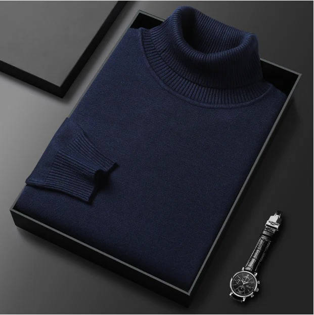 Men's premium turtleneck sweater in versatile knit, sharp slim fit for casual winter professional style