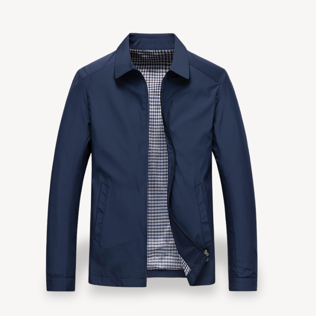 Men's lightweight tailored jacket with zipper closure, breathable slim fit for modern casual style