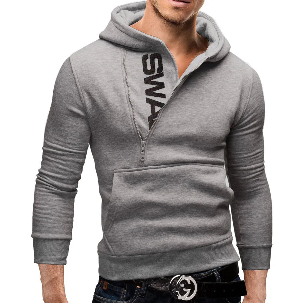 Neutral side zip hoodie casual streetwear pullover with distinctive modern zip closure for everyday wear