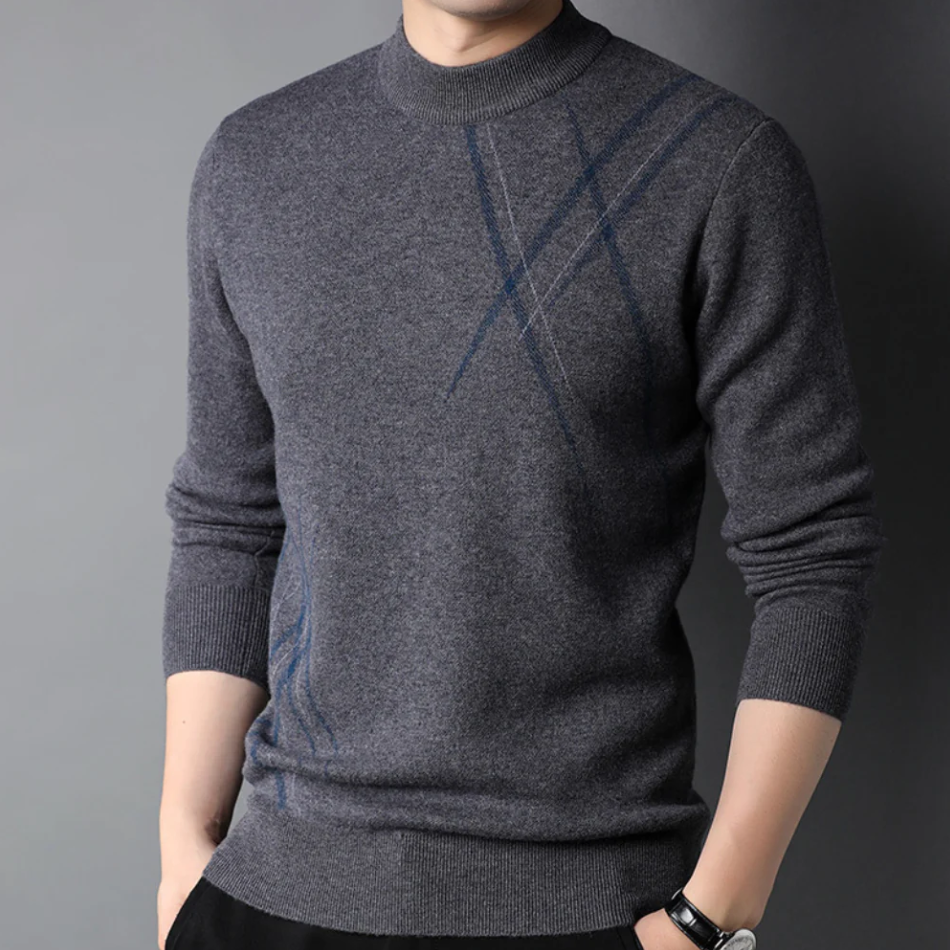 Men's slim fit wool-blend sweater with ribbed edges, soft texture and modern sophisticated style