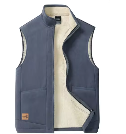 Men's Jaxon insulated sleeveless vest dark full-zip wool blend winter layering piece