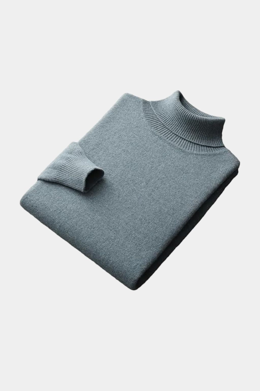 Ivory ribbed turtleneck sweater classic fit with high snug collar for refined everyday office warmth