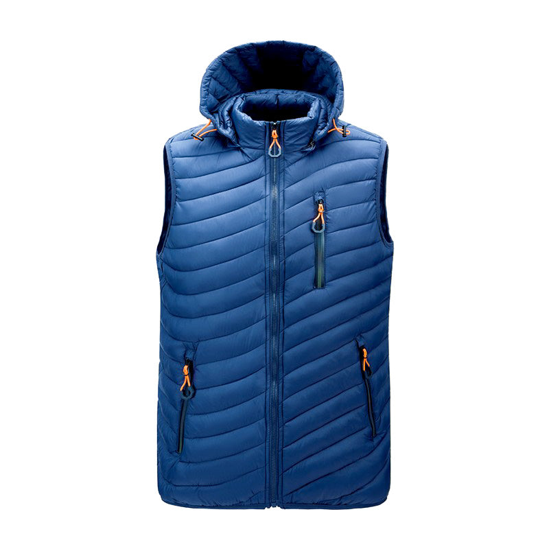 Men's navy blue quilted down jacket ultra-warm thermal insulation slim fit cold weather