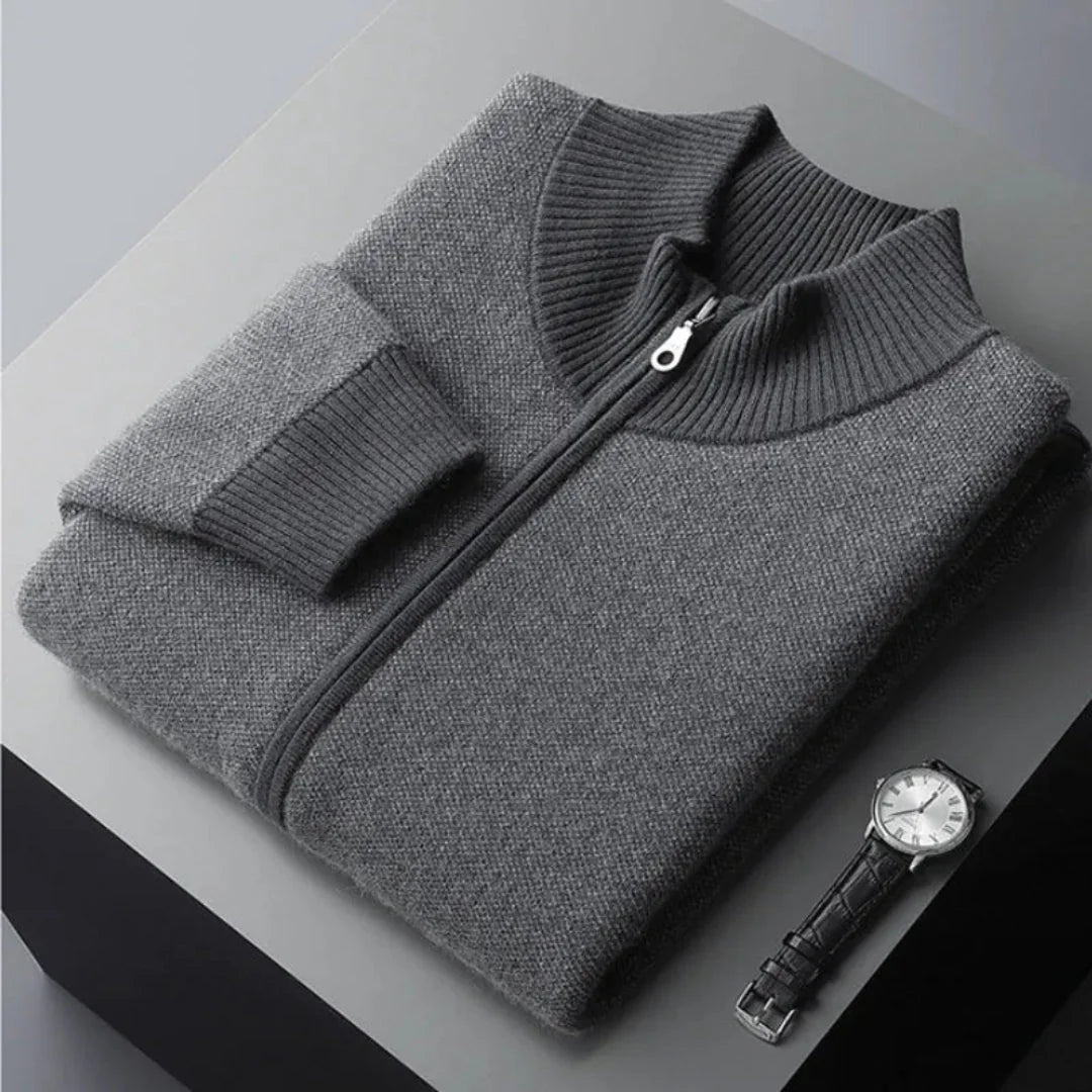 Nash cashmere full-zip sweater premium blend ribbed trim soft knit for casual everyday wear