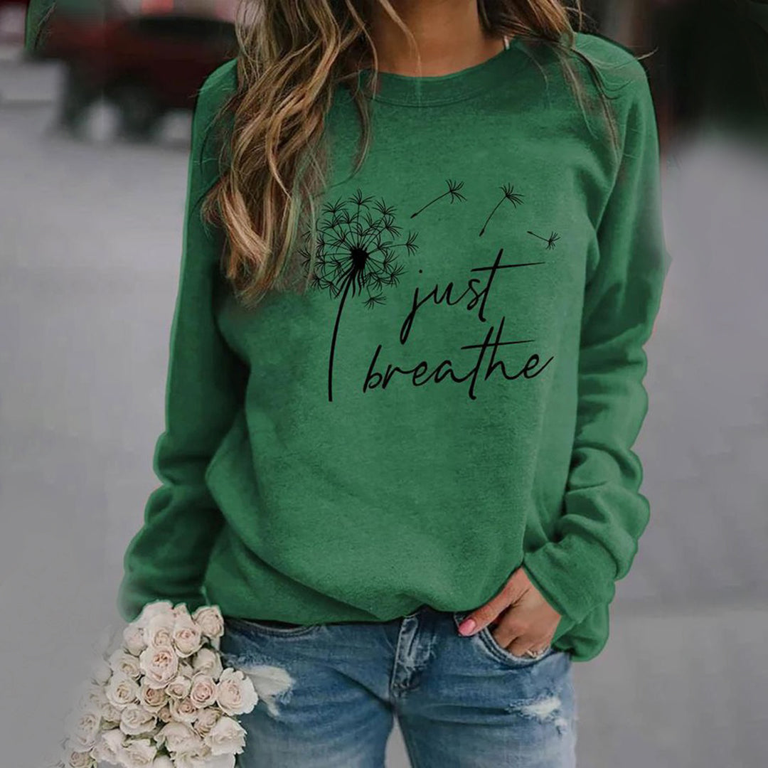Women's relaxed fit graphic print sweatshirt soft cotton blend round neck casual pullover