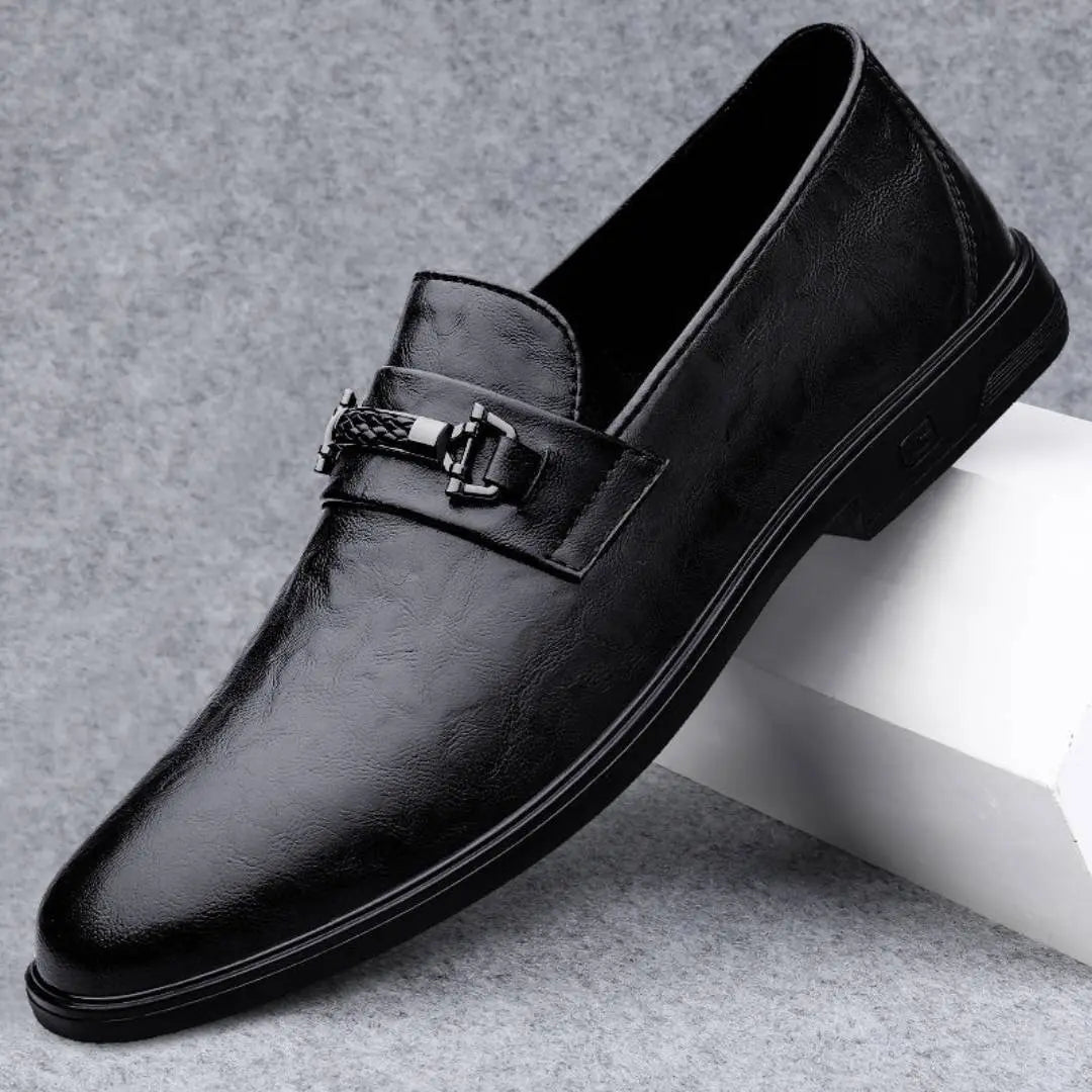 Men's brown handcrafted Italian leather loafers with cushioned insole and flexible outsole