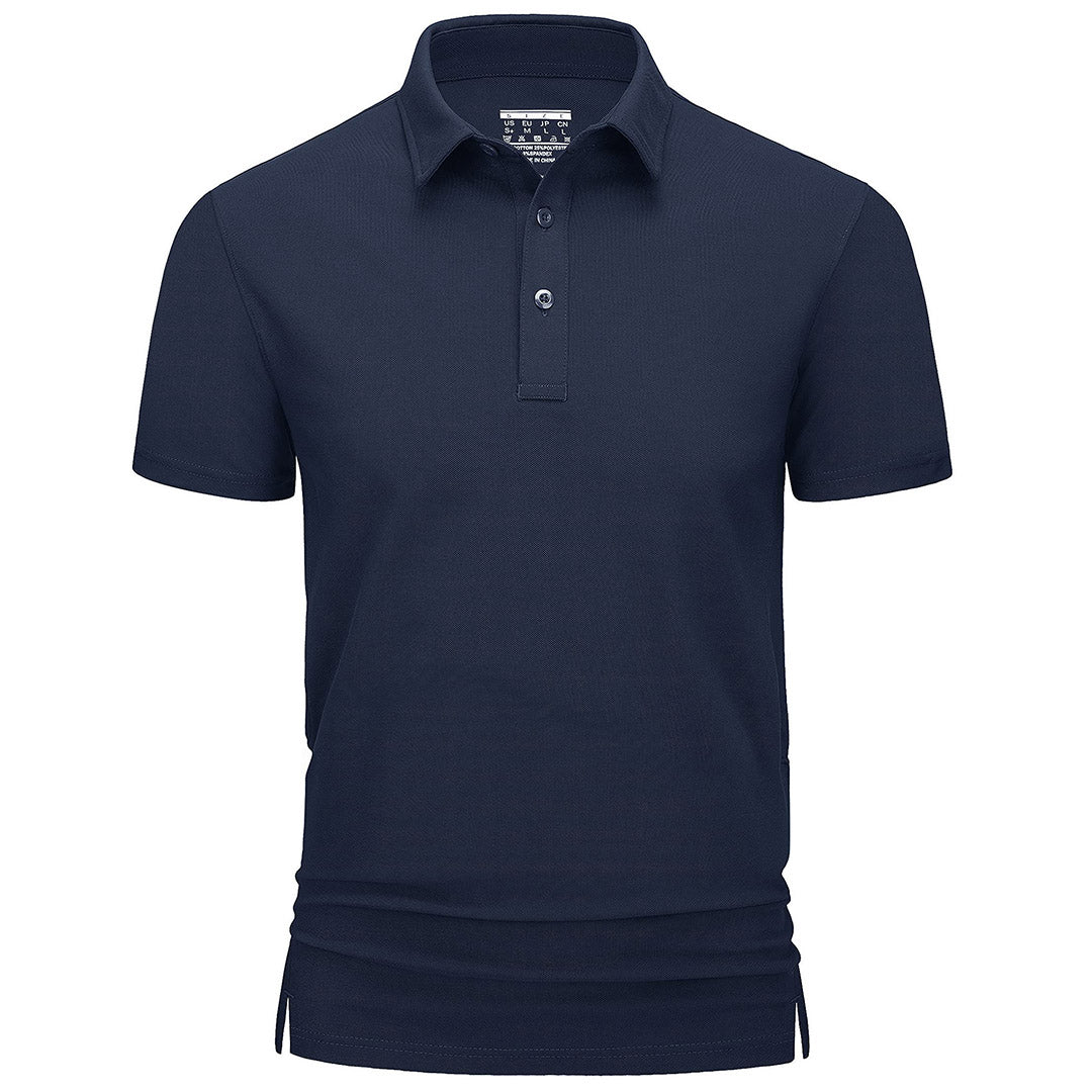 Men's quick-dry golf polo shirt breathable cotton blend with light stretch for active outdoor wear