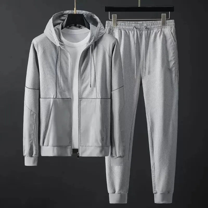 Neil men's two-piece tracksuit lightweight breathable jacket and joggers athletic slim fit textured fabric