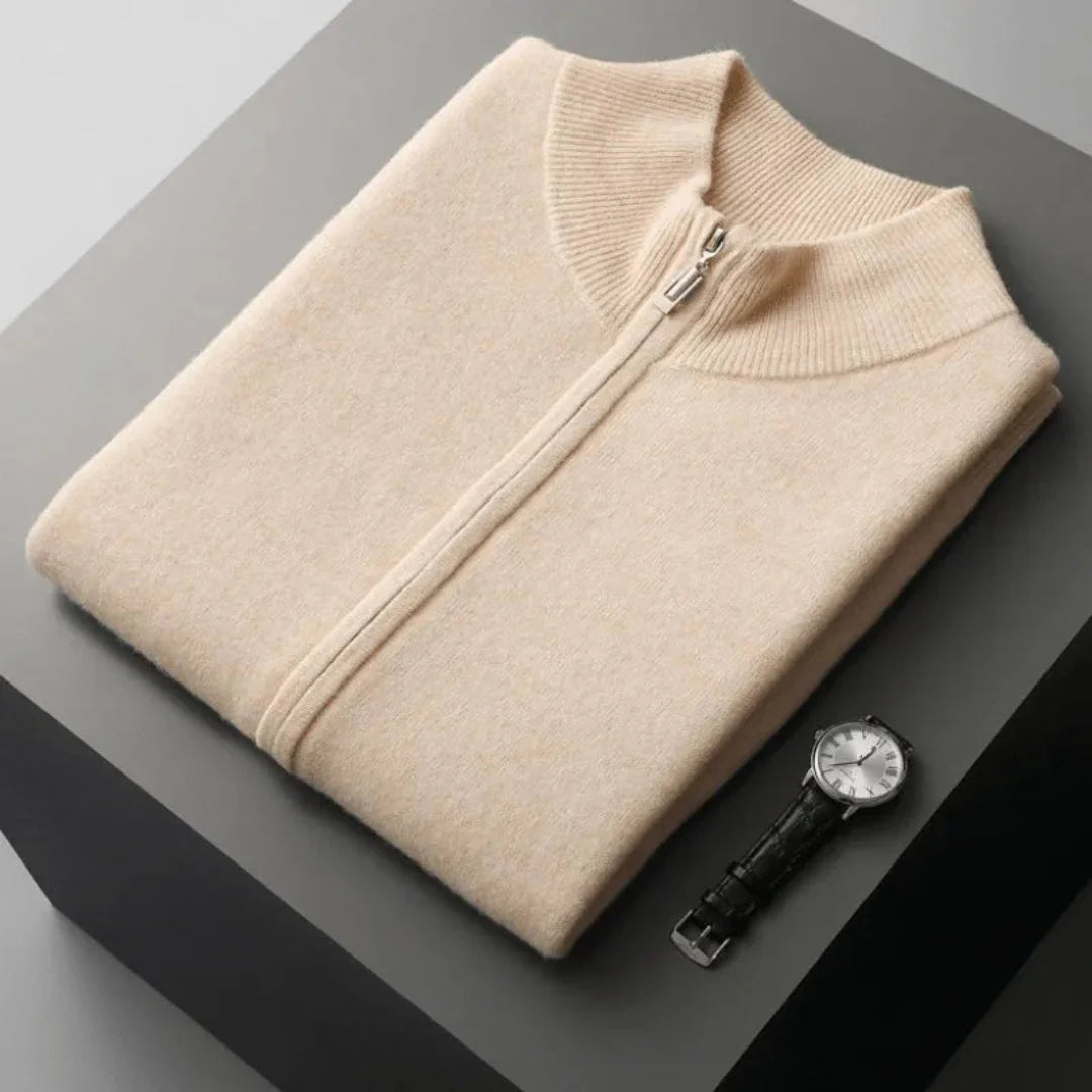 Neil unisex 100% wool full-zip vest in neutral tone, streamlined layering essential for transitional weather