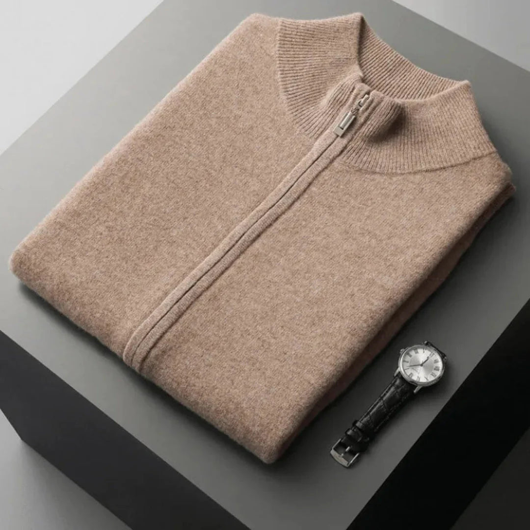 Neil unisex 100% wool full-zip vest in neutral tone, slim layering essential for transitional weather