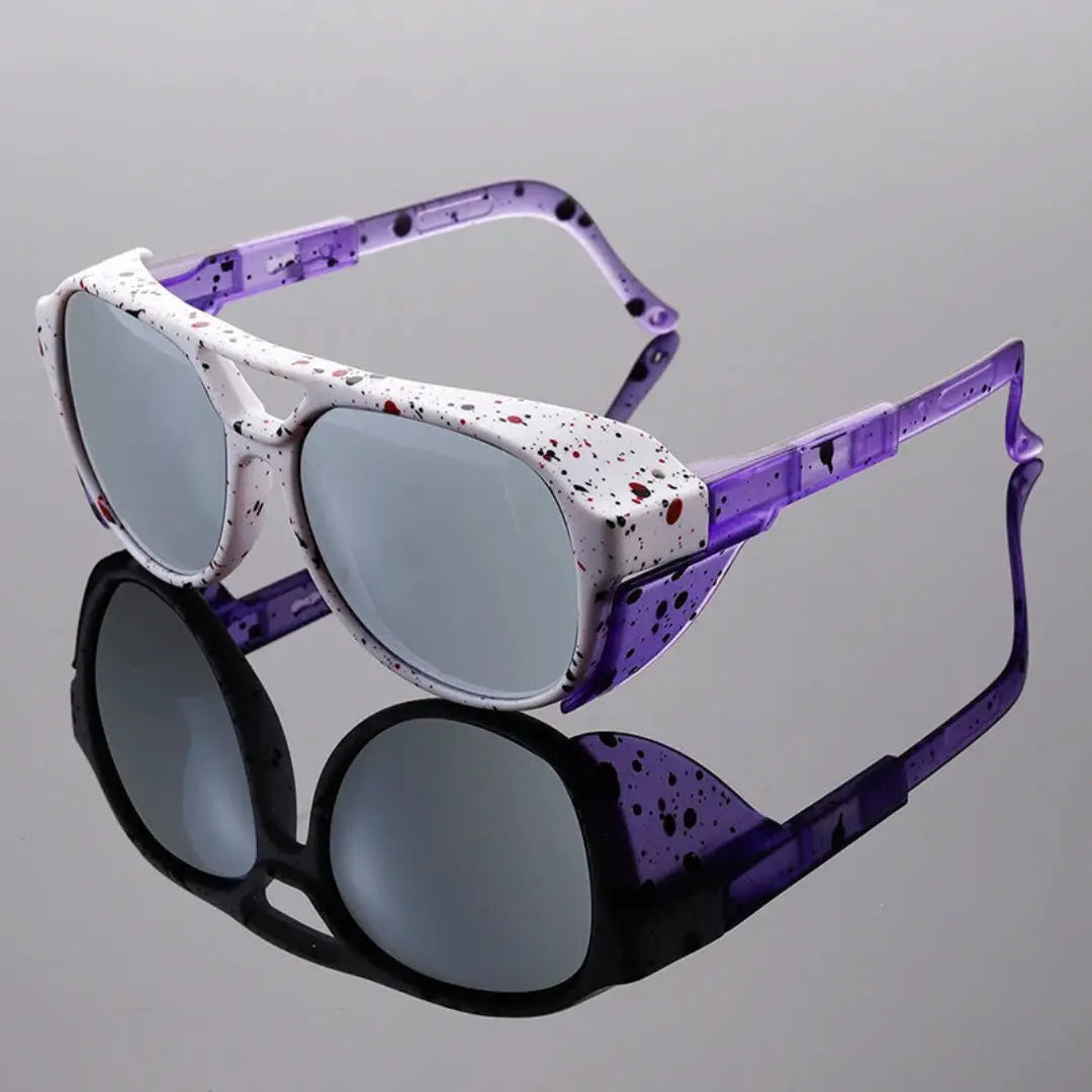 Round translucent frame sunglasses with mirrored lenses lightweight futuristic main character style